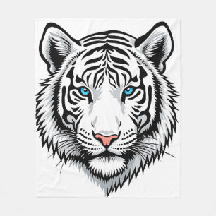 White tiger with blue eyes fleece blanket