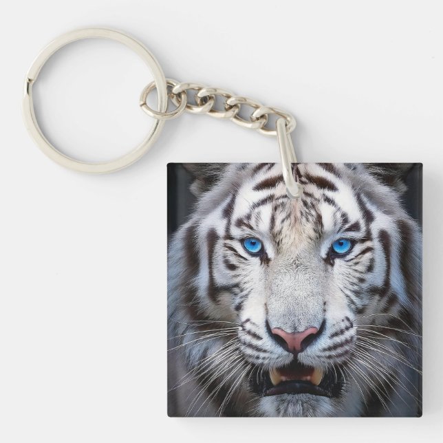 White Tiger with Blue Eyes Key Ring (Front)