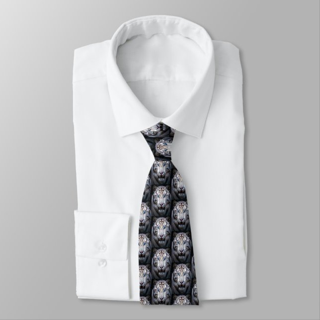 White Tiger with Blue Eyes Tie (Tied)