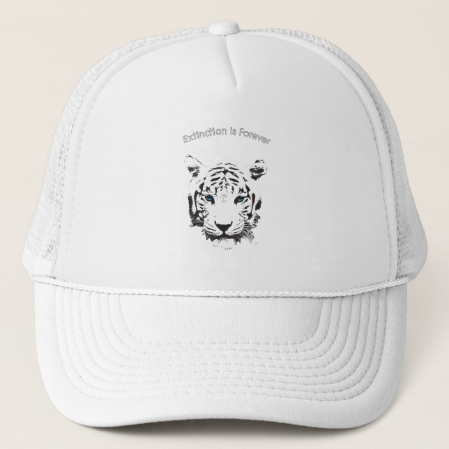 White Tiger with Blue Eyes Trucker Hat (Front)