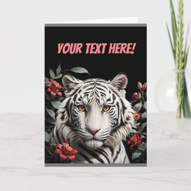 white tiger with your text thank you card (Front)