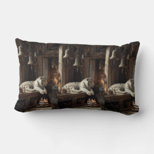 White Tiger Woodland Pillow – Rustic Wild