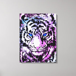 White Tiger Wrapped Canvas - Tiger Blue Eyes