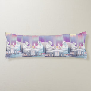 White Tigers at Pastel Table  Body Cushion