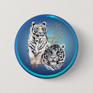 White Tigers -Buttons 6 Cm Round Badge