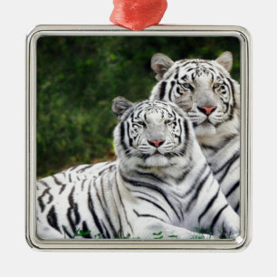 White Tigers Metal Ornament