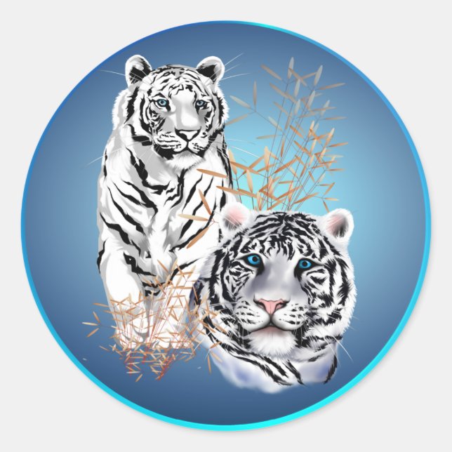 White Tigers -Stickers Classic Round Sticker (Front)
