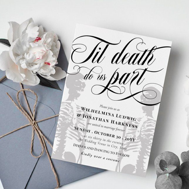 White Til Death Do Us Part Skeleton Wedding Invitation (Creator Uploaded)