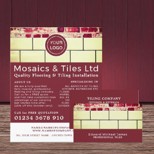 White Tiles, Floorer, Tile Installer Advertising Flyer