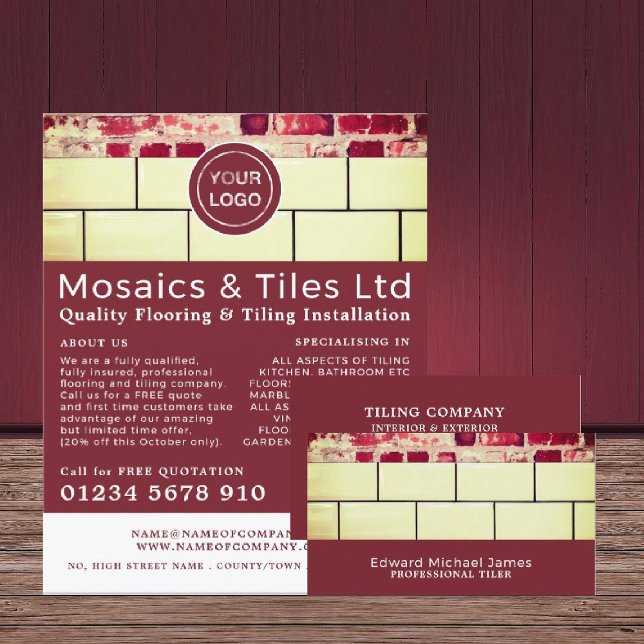 White Tiles, Floorer, Tile Installer Business Card (Creator Uploaded)