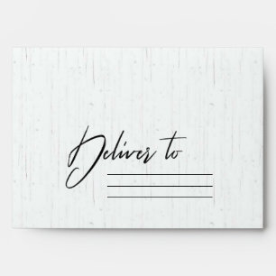 WHITE TIMBER WOODEN GOLD AQUA BLUE FLORAL ADDRESS ENVELOPE