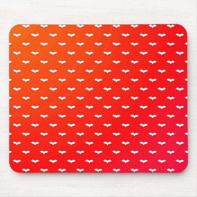 White Tiny Bats Red Mouse Pad (Front)