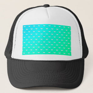 White Tiny Bats Teal Trucker Hat