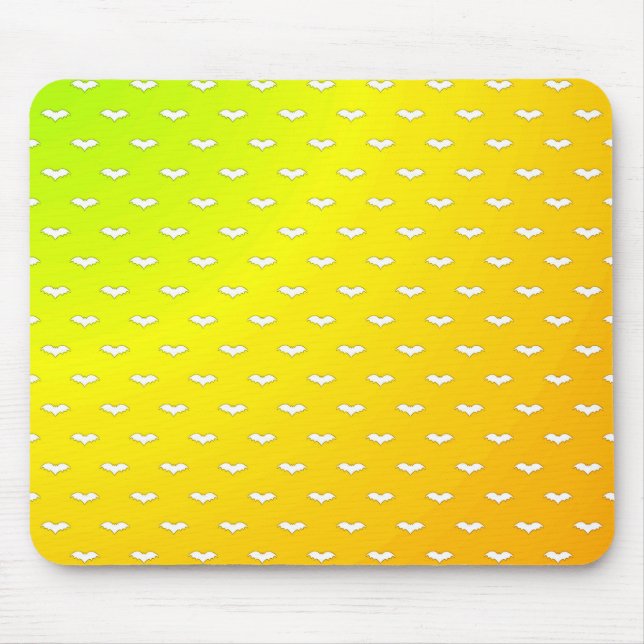White Tiny Bats Yellow Mouse Pad (Front)