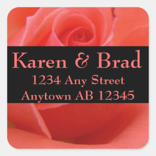 White Tip Pink Rose Wedding Return Address Label