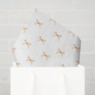 White Tissue Paper with Gold Bow Design