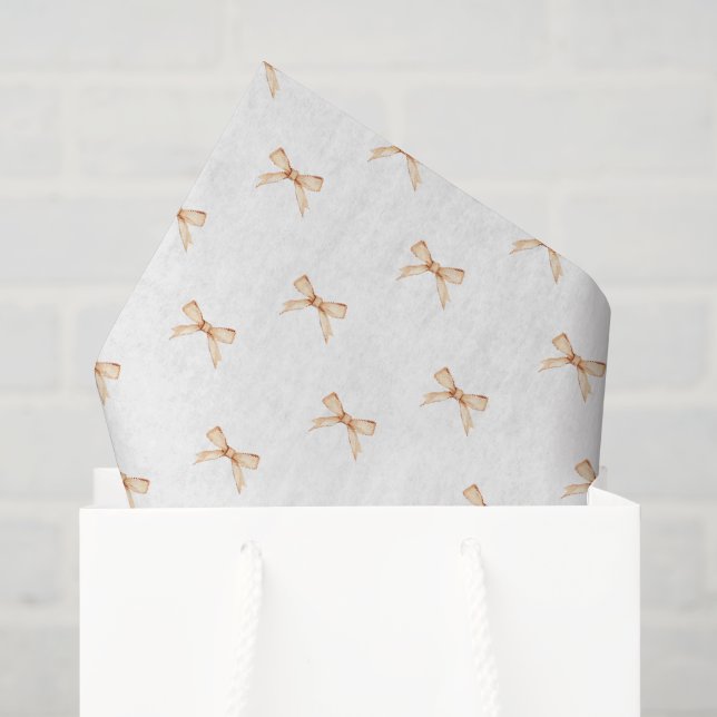 White Tissue Paper with Gold Bow Design (Gift Bag)