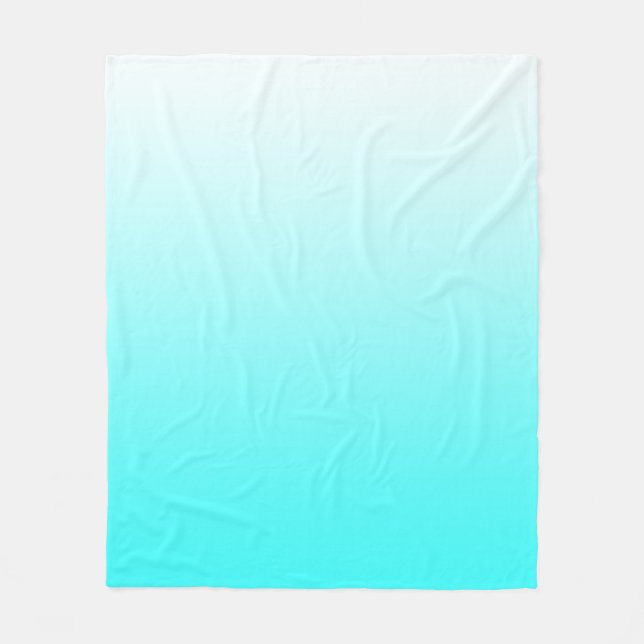 White to Aqua Blue Gradient Fleece Blanket (Front)