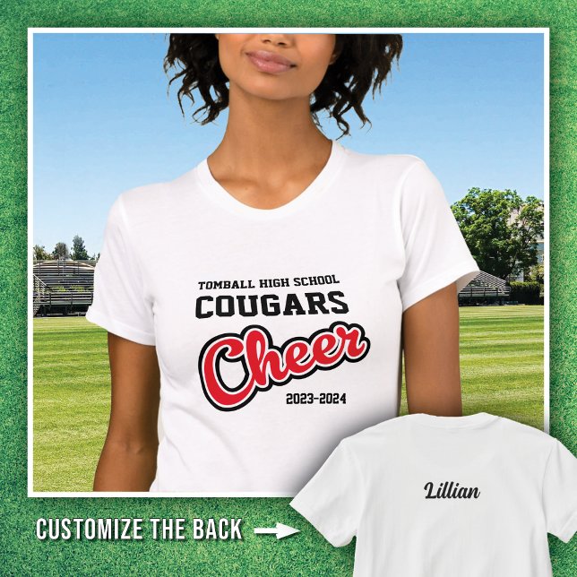 White Tomball High School Cougars Cheer 2023-2024 T-Shirt (Creator Uploaded)