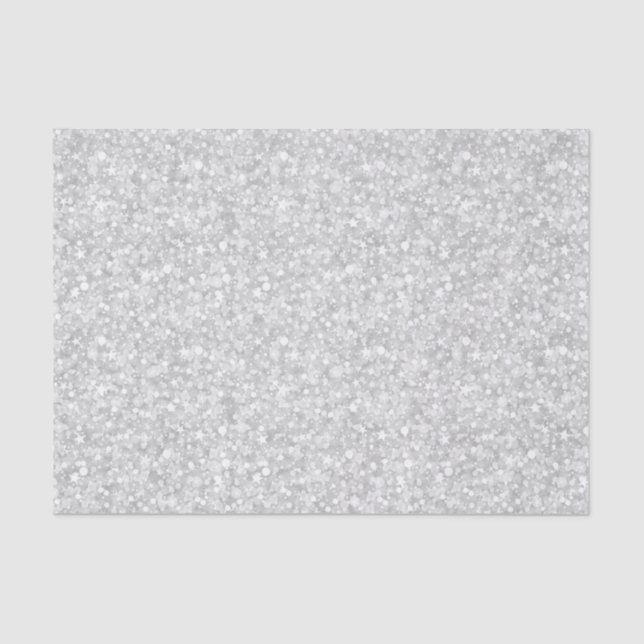 White Tones Faux Glitter & Sparkles Pattern Tissue Paper (Front)