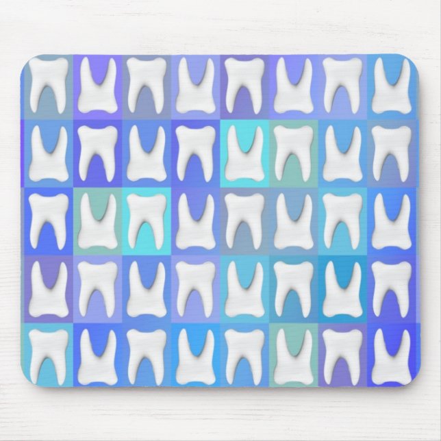 White Tooth Blue Box Pattern Dentist Mousepad (Front)