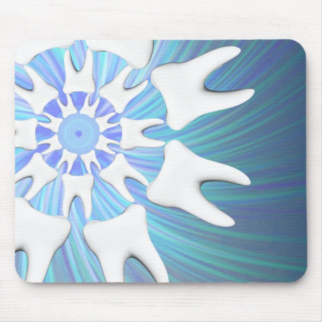 White Tooth Mandala Design Dentist Mousepad (Front)
