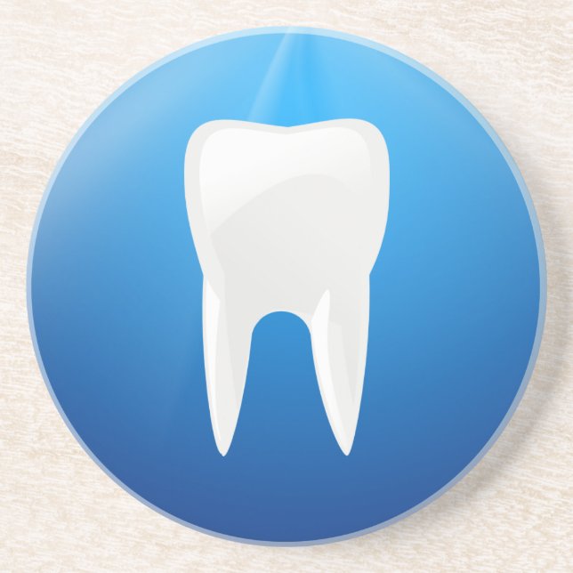 White Tooth on Blue Background Coaster (Front)