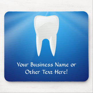 White Tooth on Blue Background Mouse Pad