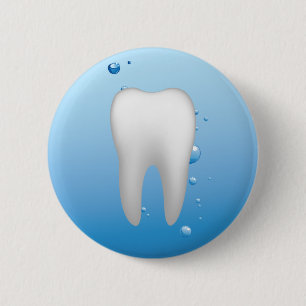 White Tooth & Water Dental Office Dentist 6 Cm Round Badge