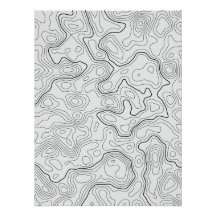 White Topographical Map Wall Poster