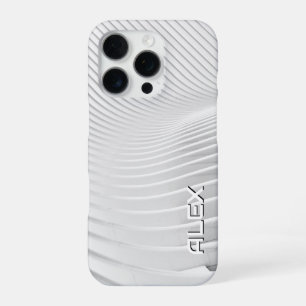 White Topographical Wave Pattern – Minimalist iPhone 16 Pro Case
