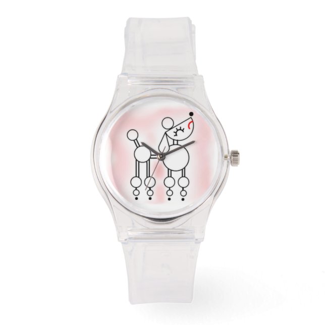 White Toy Poodle Girly Pink Watch (Front)