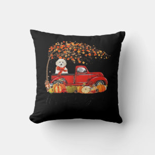 White Toy Poodle It’s Fall Y’all Pumpkin Fall Cushion