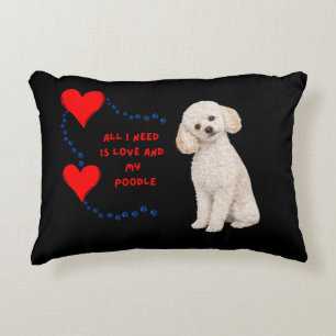 White Toy Poodle Photorealistic Accent Pillow