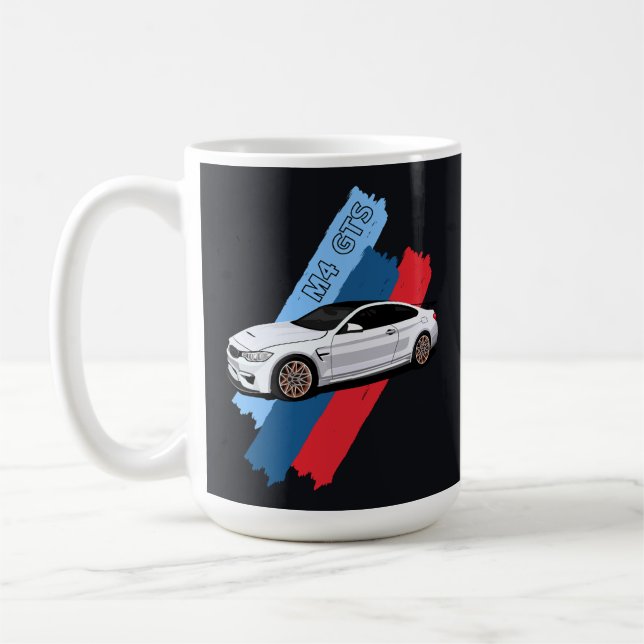 White Track Beast Performance Racing Stripes Coffee Mug (Left)
