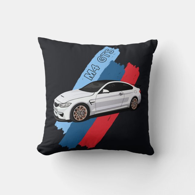 White Track Beast Performance Racing Stripes Cushion (Front)