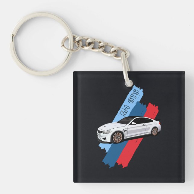 White Track Beast Performance Racing Stripes Key Ring (Front)
