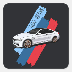 White Track Beast Performance Racing Stripes Square Sticker