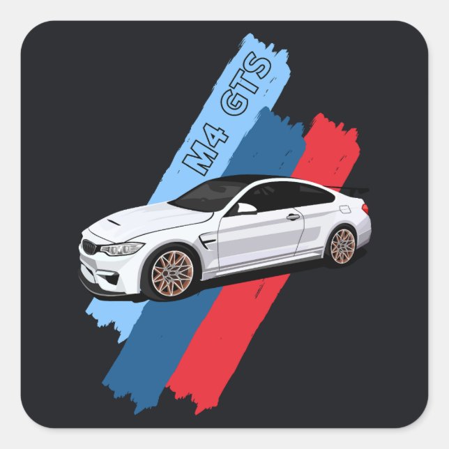 White Track Beast Performance Racing Stripes Square Sticker (Front)