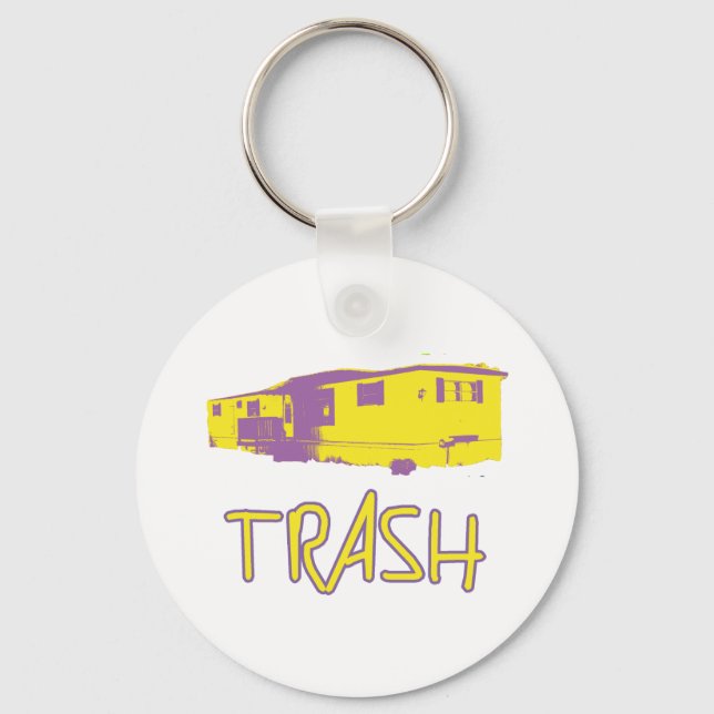 White Trailer Park Trash Poor Dumb Redneck Key Ring (Front)