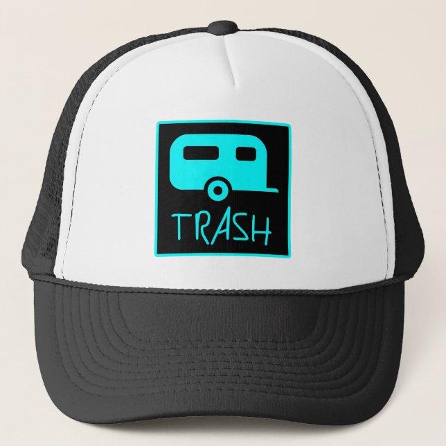 White Trailer Park Trash Poor Dumb Redneck Trucker Hat (Front)