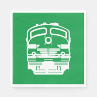 White Train Engine Profile on Green Background
