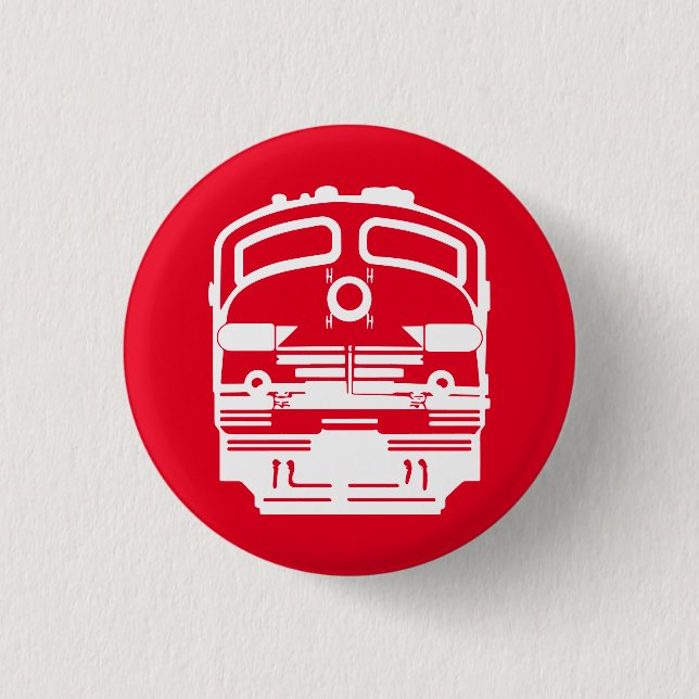 White Train Engine Profile on Red Background 3 Cm Round Badge (Front)