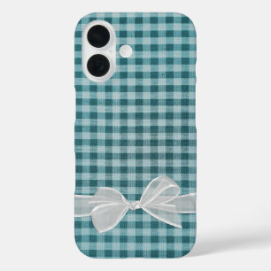 White Transparent Bow On Gingham iPhone 16 Case