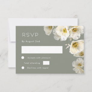 White Transparent Flowers RSVP Card