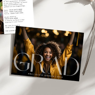White Transparent Modern Photo Graduation Party Announcement