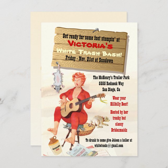 White Trash Bash Invitation (Front/Back)