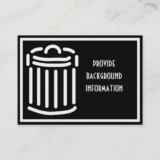 White Trash Can Symbol Business Card (Front)