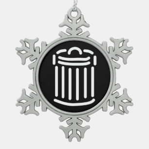 White Trash Can Symbol Snowflake Pewter Christmas Ornament