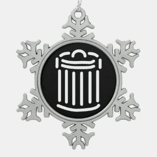White Trash Can Symbol Snowflake Pewter Christmas Ornament